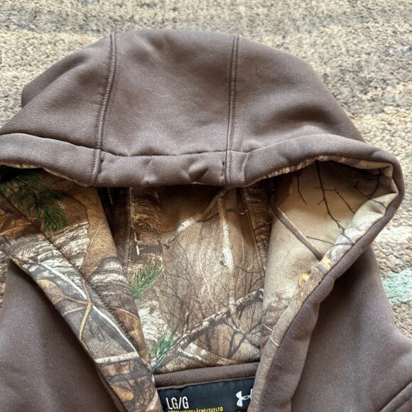 Men's Under Armour Storm Brown Realtree Camouflage Hoodie Sweatshirt Sz Large - Picture 5 of 7
